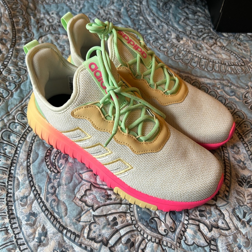 Adidas Kaptir Flow Cream and Neon Sneakers